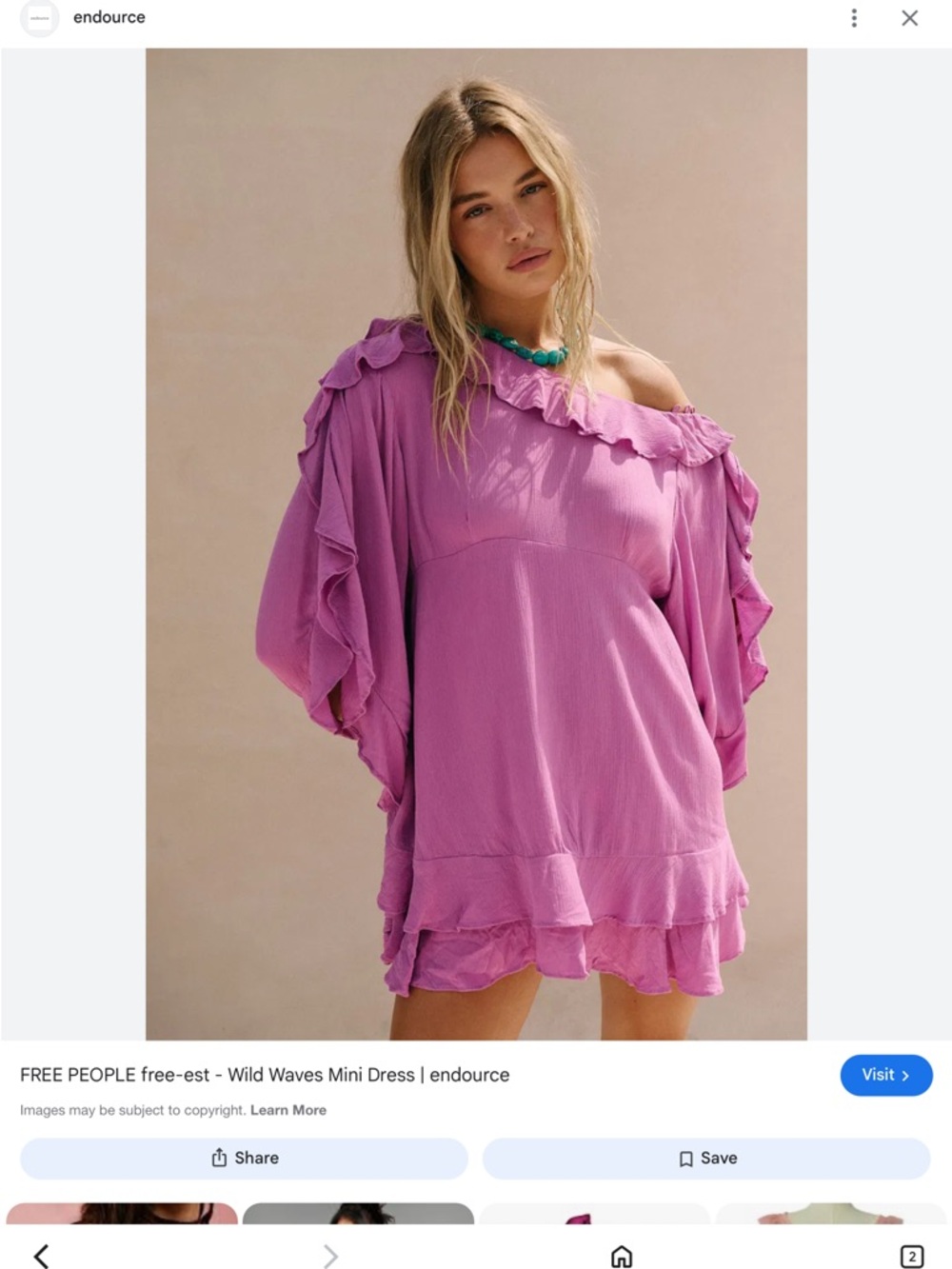 Free People wild waves Lilac Ruffle Off-Shoulder mini dress Sz xs new